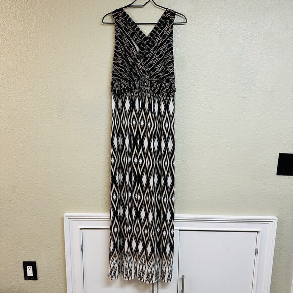 Soma Geometric Print Criss Cross Maxi Dress Sz XL Stretchy Multicolor Black Boho - Picture 4 of 10